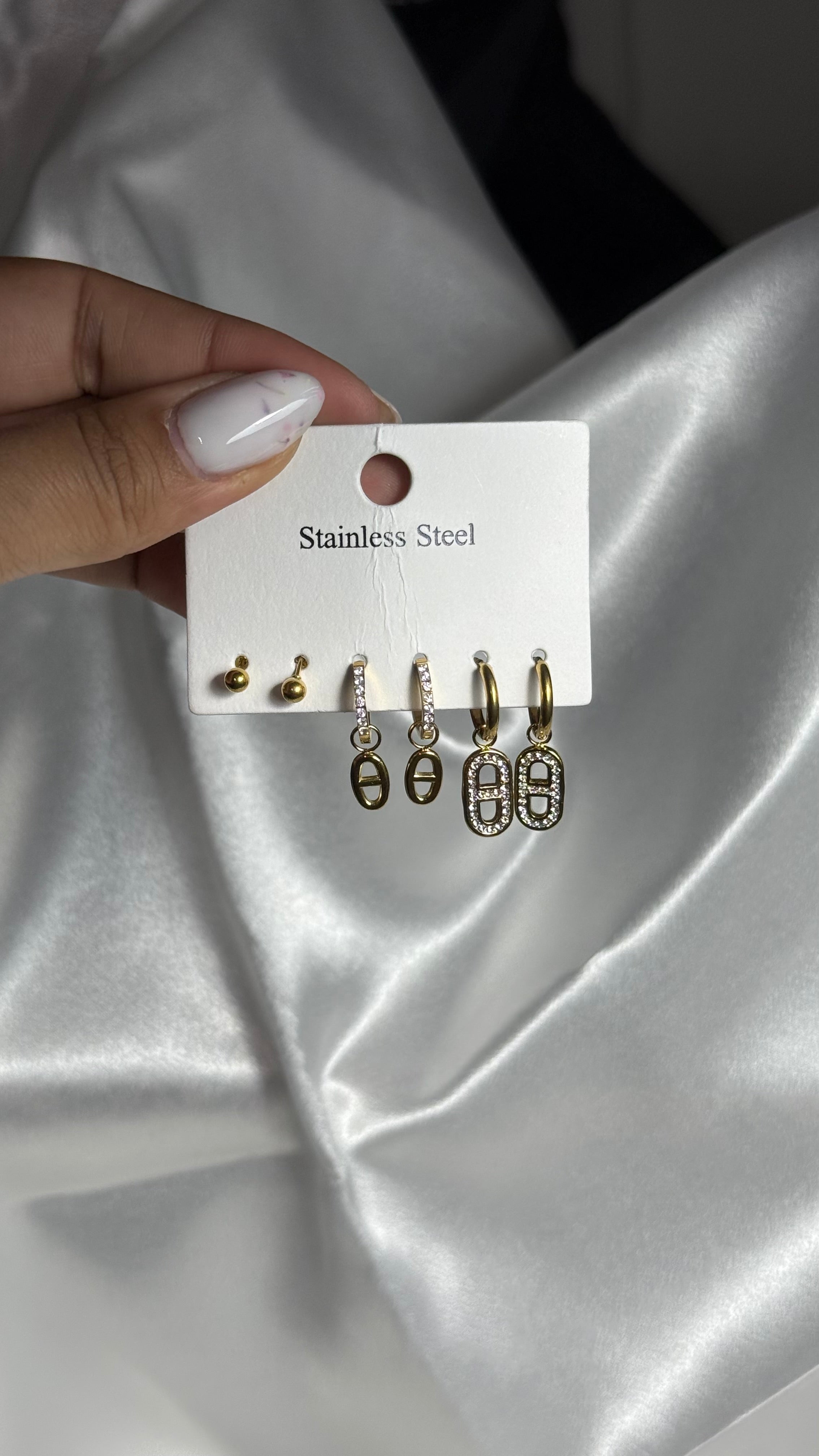 Set 3 Paires Boucles d'Oreilles Maille Marine