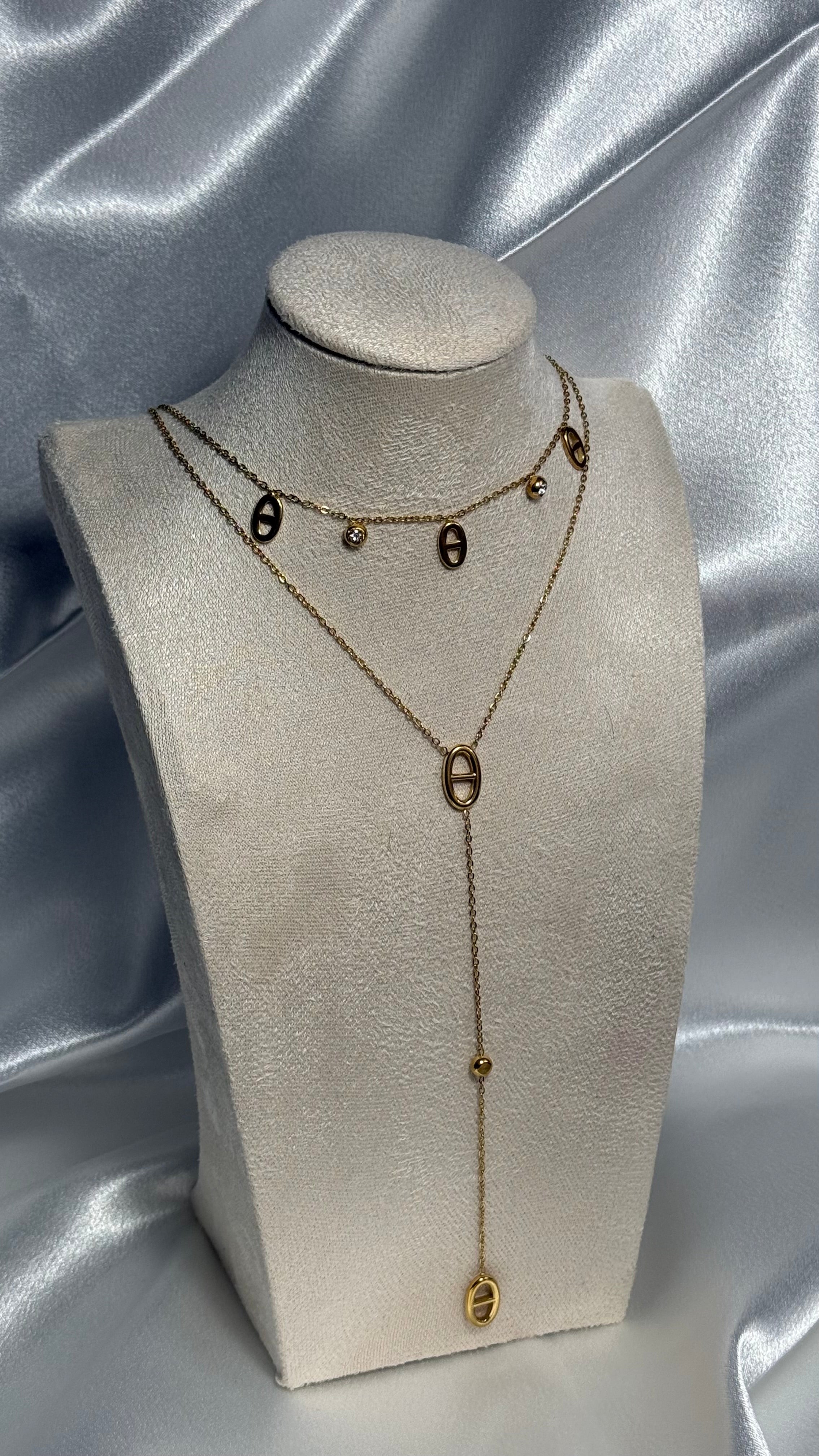 Collier Double Maille Marine en Y