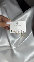 Set 3 Paires Boucles d'Oreilles Trèfle & Maille Marine