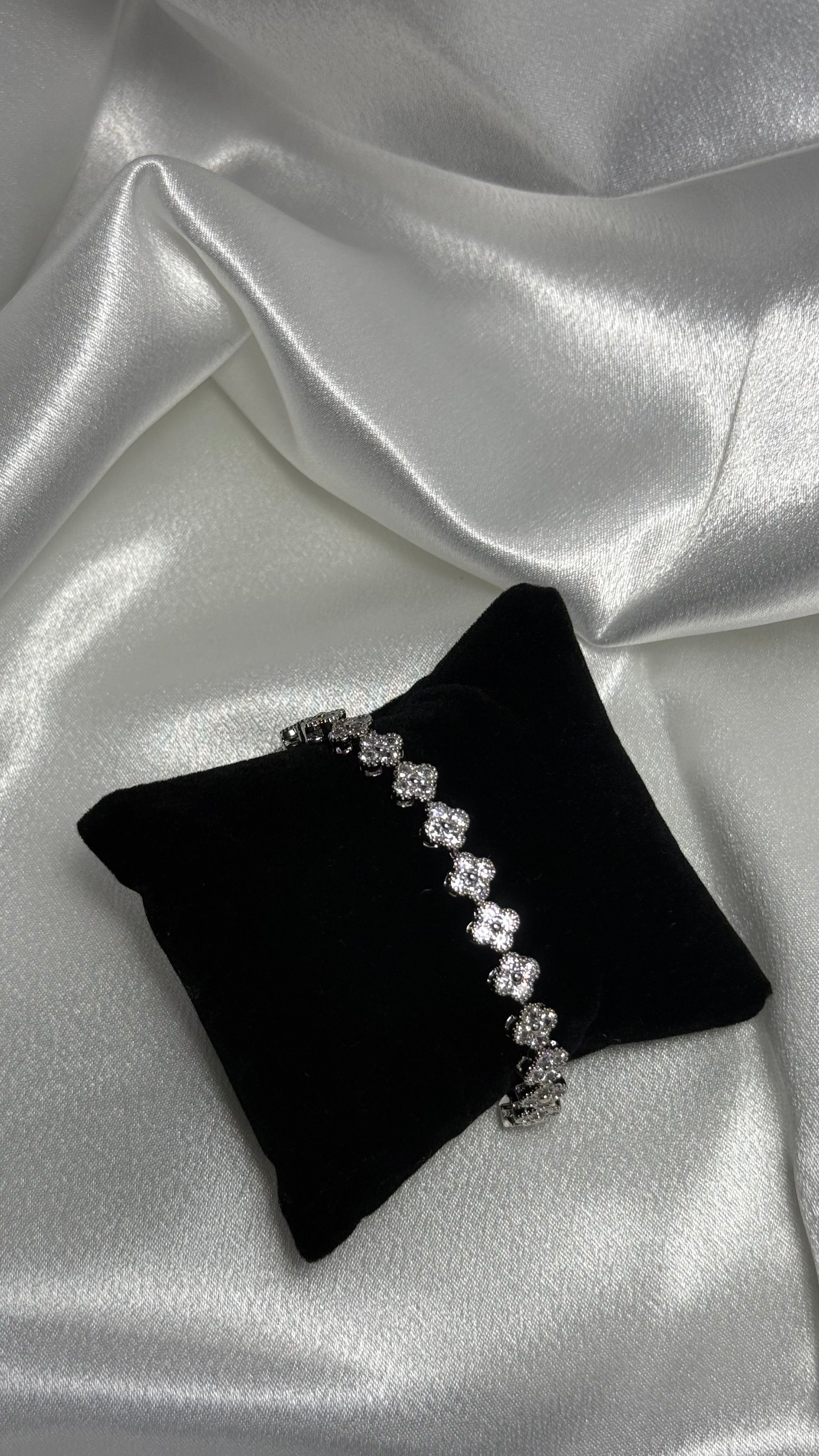 Bracelet Trèfle Blanc Argent